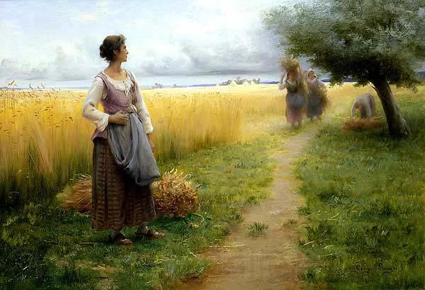 Georges Laugee Coming in From the Fields Spain oil painting art
